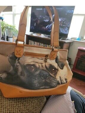 Ardleigh Elliott Faithful Friend Pug Dog Tote Two Handled Purse